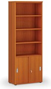 Szafa biurowa kombinowana PRIMA WOOD, drzwi przesuwne na 2 poziomach, 800 x 420 x 2128 mm, wiśnia