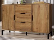 Kredens z regulowanymi półkami - 2 drzwi i 3 szuflady - Ciemny dąb