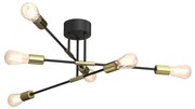 Żyrandol na drążku FLAME 6xE27/60W/230V czarny/złoty