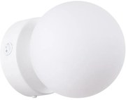 Biały minimalistyczny kinkiet ścienny ze szklanym kloszem R9-T34