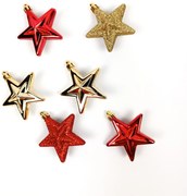 Ozdoby choinkowe, gwiazdki z tworzywa sztucznego, 6 szt.