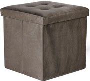 Aksamitna tapicerowana brązowa pufa F0-B85