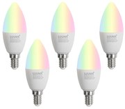Zestaw 5 inteligentnych żarówek LED E14 C37 Opal RGBW 4,9W 470 lm 2700-6500K