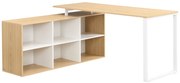 Narożne biurko z miejscami do przechowywania - MDF - Białe i naturalne - NIPILI