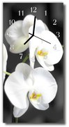 Zegar Szklany Pionowy Kwiaty Storczyk biały