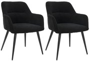 Zestaw 2 krzeseł HEKA - Podłokietniki - Tkanina i metal - Czarny