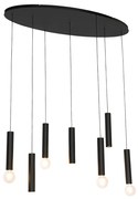 Designerska lampa wisząca czarna owalna 7-światłowa - TubaDesignerski Oswietlenie wewnetrzne