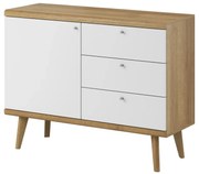 Komoda VIVIERA 3 110 dąb/biała PIASKI Meble