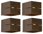 Zestaw 4 inteligentnych lamp ściennych w kolorze ciemnego brązu 9,7 cm z Wi-Fi G9 - Transfer Groove Nowoczesny Oswietlenie wewnetrzne