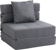 HOMCOM Rozkładana sofa Zdejmowany do czyszczenia Maksymalne obciążenie 100kg 70 cm x 70 cm x 61 cm Ciemnoszary | Aosom PL