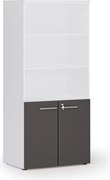 Szafa biurowa z drzwiami niskimi PRIMO WHITE, 800 x 500 x 1781 mm, biały/grafitowy
