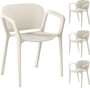 Outsunny Zestaw 4 Wodoodpornych Krzeseł Ogrodowych Stosowalnych z Podłokietnikami i Oparciem, Do 120 kg