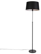 Lampa stojąca czarna z czarnym abażurem z lnu 45 cm regulowana - Parte klasyczny/Antyczny Oswietlenie wewnetrzne