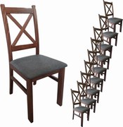 10x Krzesło drewniane Krzyżak Orzech + Ciemno szare siedzisko Inari 96