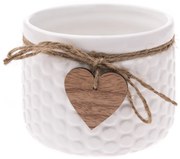 Ceramiczna osłonka na doniczkę Heart, biały, 12,5 x 9,5 cm