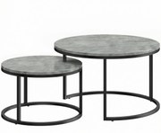 HOMCOM Nowoczesny zestaw stolików kawowych 2 szt., nakładane stoliki z metalowym stelażem do salonu, sypialni, biura, Szary | Aosom PL