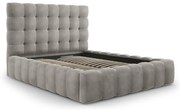 Jasnoszare tapicerowane łóżko dwuosobowe ze schowkiem i stelażem 160x200 cm Bali – Cosmopolitan Design