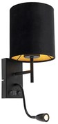 Lampa ścienna w stylu art deco czarna z abażurem z weluru - Stacca Nowoczesny Oswietlenie wewnetrzne