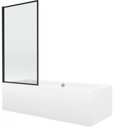 Mexen Cube wanna prostokątna 170 x 80 cm z obudową i parawanem 1-skrzydłowym 80 cm, czarny wzór - 550517080X9308017070