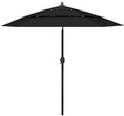 Czarny parasol ogrodowy z potrójnym daszkiem F1-R83