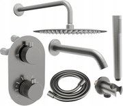 Mexen Kai DR70 zestaw wannowo-prysznicowy podtynkowy z deszczownicą 30 cm, grafit - 77602DR70301-66