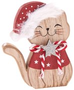 Drewniana figurka świąteczna (wysokość 11 cm) Happy Cat – Dakls