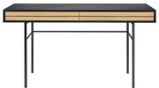 Czarne biurko Woodman Stripe, 130x60 cm
