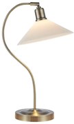 Lampa stołowa w kolorze mosiądzu z białym szklanym kloszem (wysokość 49 cm) Vela – Markslöjd