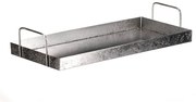Metalowa taca z uchwytami, prostokątna, srebrna,36 x 16 x 7 cm