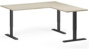 Narożne biurko z regulacją wysokości, 160x160 cm, 3 silniki, L/P, czarna podstawa, dąb naturalny