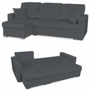 Narożnik Rene rozkładany z funkcją spania Family Meble sztruks ciemny szary