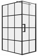 Ścianka prysznicowa stała z drzwiami wahadłowymi i sitodrukiem czarny mat - 120 x 80 x 190 cm - CAPARICA