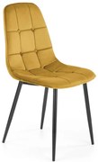 Musztardowe pikowane krzesło welurowe P0-T17