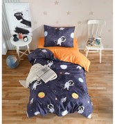 Ciemnoniebiesko-pomarańczowa pościel dziecięca jednoosobowa 140x200 cm Astron – Mijolnir