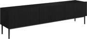 Szafka RTV Nicole 200 cm na metalowych nogach z szufladą - czarny mat / czarne nóżki