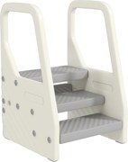 AIYAPLAY Dziecięcy taboret z regulacją z 3 na 2 stopnie, z uchwytem, antypoślizgowy, do różnych pomieszczeń, plastikowy, Szary