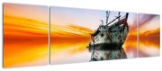 Obraz - Wschód słońca nad wrakiem łodzi (170x50 cm)