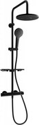 Mexen KT05 zestaw prysznicowy natynkowy z deszczownicą i baterią termostatyczną, czarny - 771500593-70