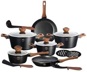 Komplet czarnych garnków z przyborami kuchennymi H3-F95