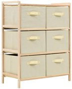 Beżowy regał z 6 koszami z tkaniny do przechowywania G8-T81