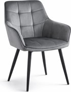 Krzesło jadalniane VARSI VELVET z czarnymi nogami, szare