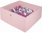 Kwadratowy Suchy Basen Z Piłeczkami 7cm Dla Dziecka, 110x110x40cm/400 Piłek, Bawełniany, Jasnoróżowy, Piłki: Szare, Białe, Ciemnoróżowe - Meowbaby®