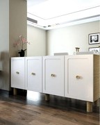 Komoda – 150 cm x 75 cm x 32 cm – Dąb szafirowy i biel – MDF