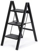 4Home Składane schodki stalowe Steel, 3 stopnie, czarny