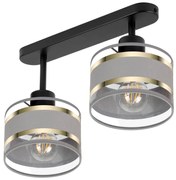 Lampa sufitowa czarna dwupunktowy spot z szarymi abażurami T-3306SC-GR