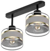 Lampa sufitowa czarna dwupunktowy spot z szarymi abażurami T-3306SC-GR