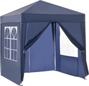 Outsunny Altana Ogrodowa 2x2m Składana 4 Ściany Boczne z Oknami Metal Oxford Czarna | Aosom PL