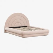 Łóżko Z Pojemnikiem Na Pościel Tapicerowane Tkaniną Bouclé Borzensi Bouclé Różowa & 160 X 200 Cm - Sklum