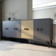 Komoda – 180 cm x 82,6 cm x 35 cm – Dąb antracytowy i szafirowy – Płyta wiórowa