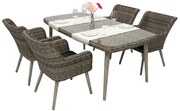 Zestaw rattanowy ogrodowy VICTORIA 1+4 (szary)